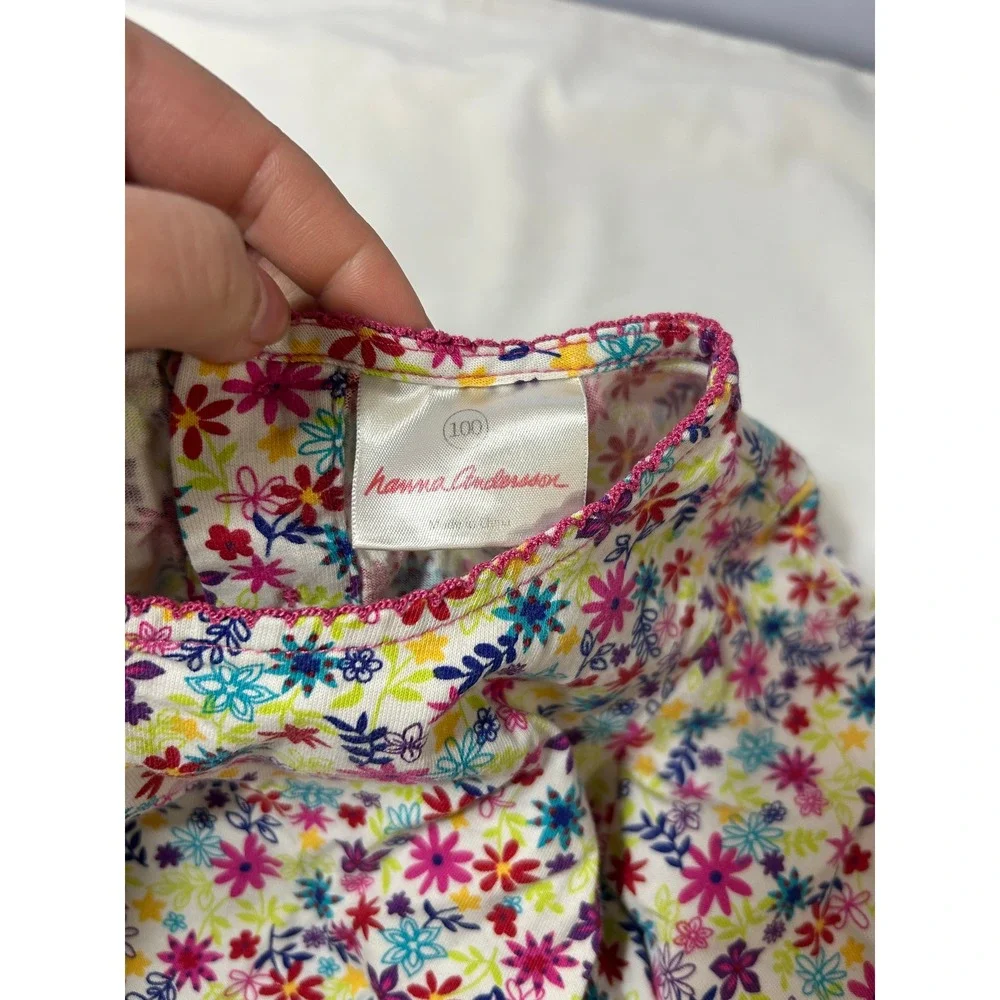 Hanna Andersson Floral‎ Dress Girls 4 (100) Cotton Long Sleeve Twirl